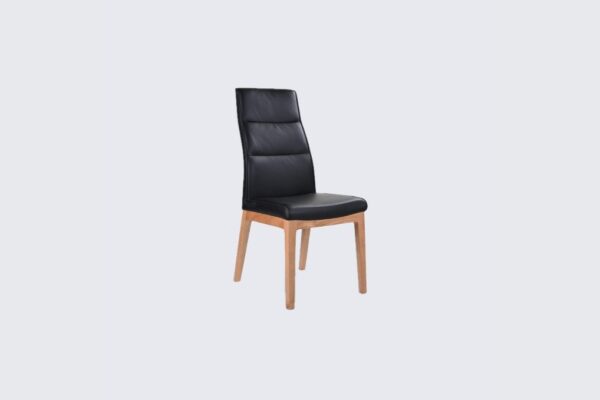 Haley Dining Chair Black Leather & Oak