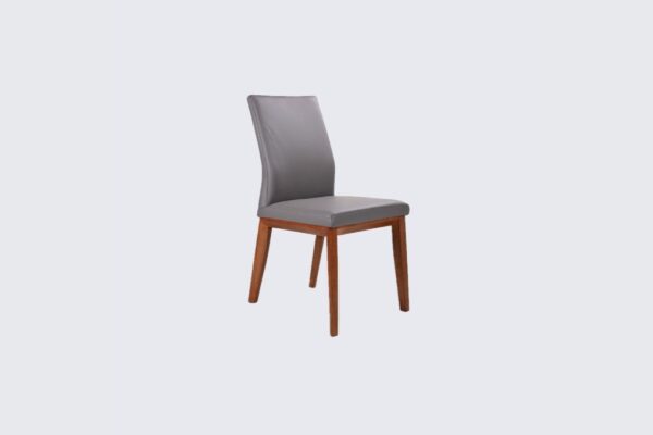 Kobe Dining Chair Grey Leather & Blackwood