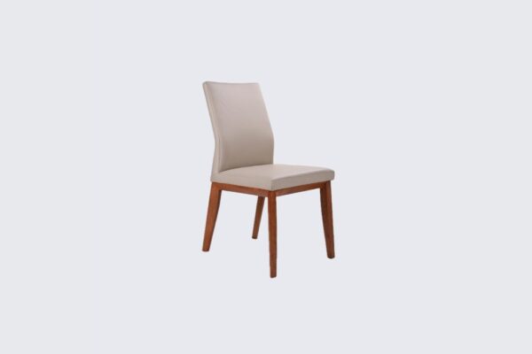 Kobe Dining Chair Taupe Leather & Blackwood