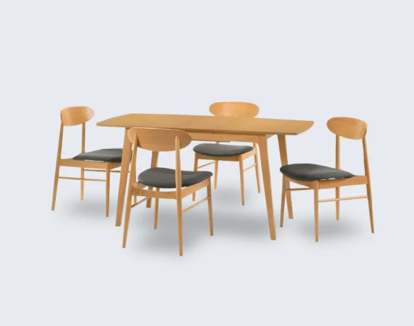 Malley Natural Dining Extension Table and Chair Set